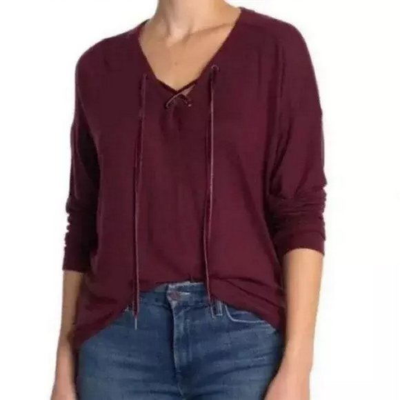 Rails Leigh Port Lace Up Sweater - Picture 1 of 8